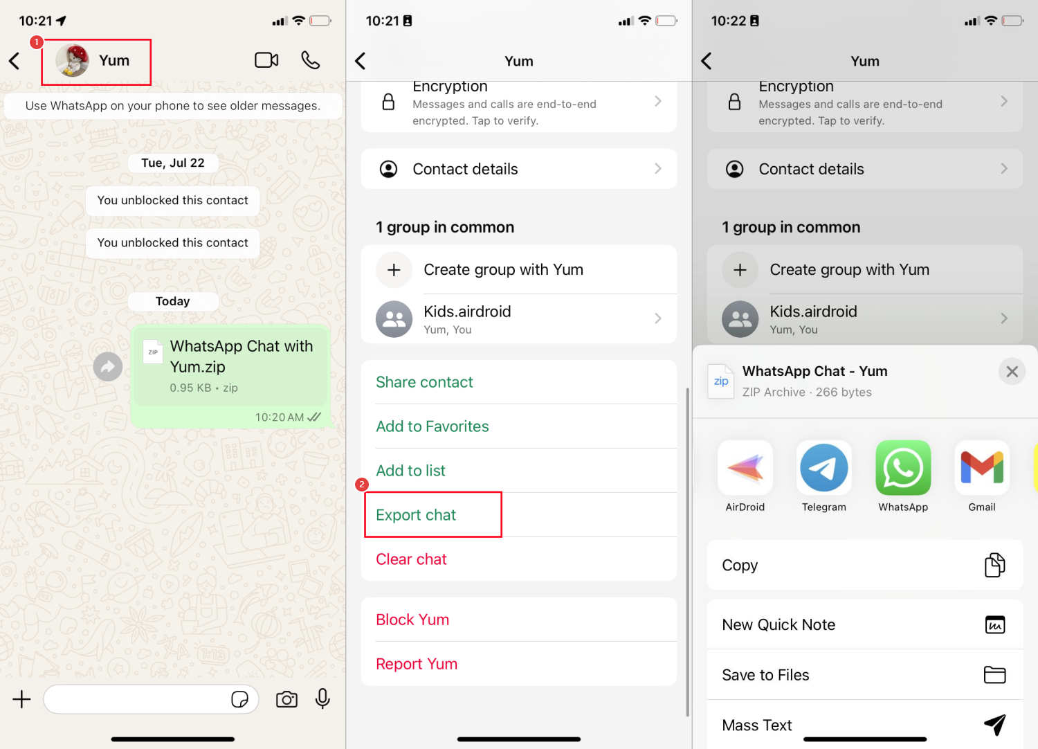 esportare chat di WhatsApp su iPhone