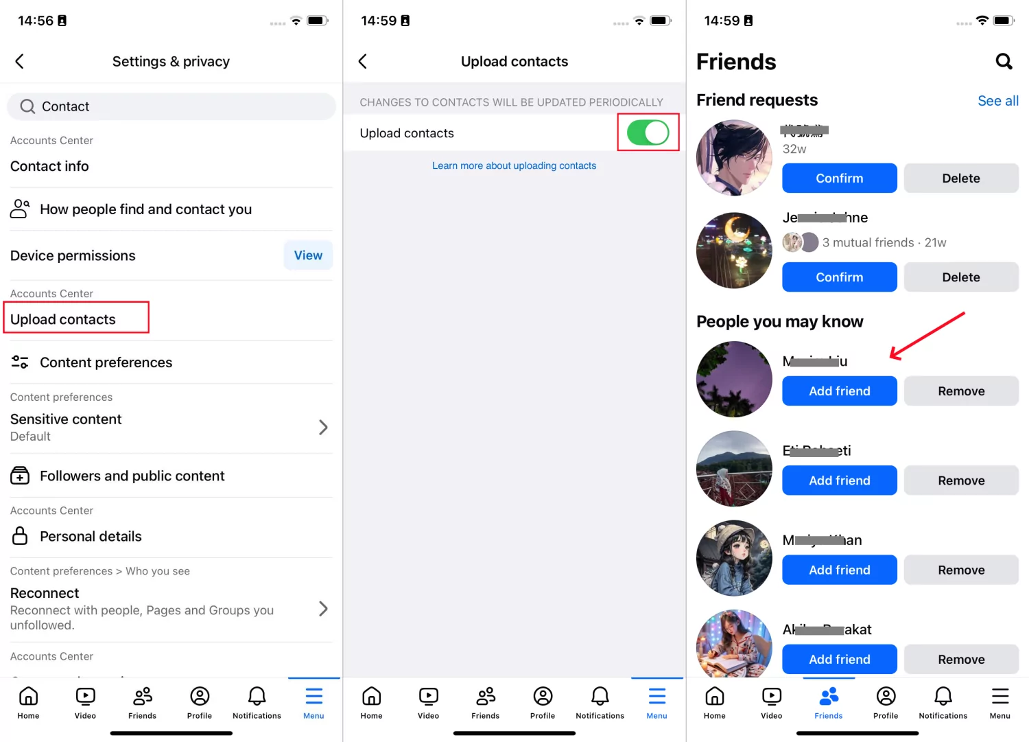 facebook contact syncing