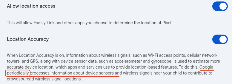 Family Link location updates frequency