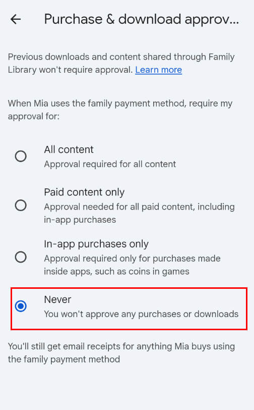 familylink never allow approve