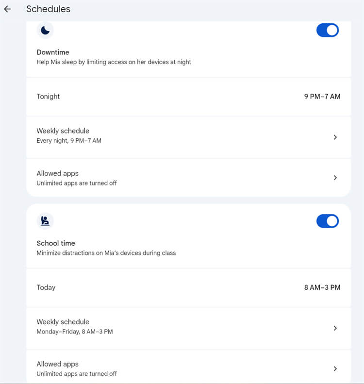 Google Family Link Zeitplan