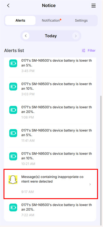 famisafe snapchat monitor alerts