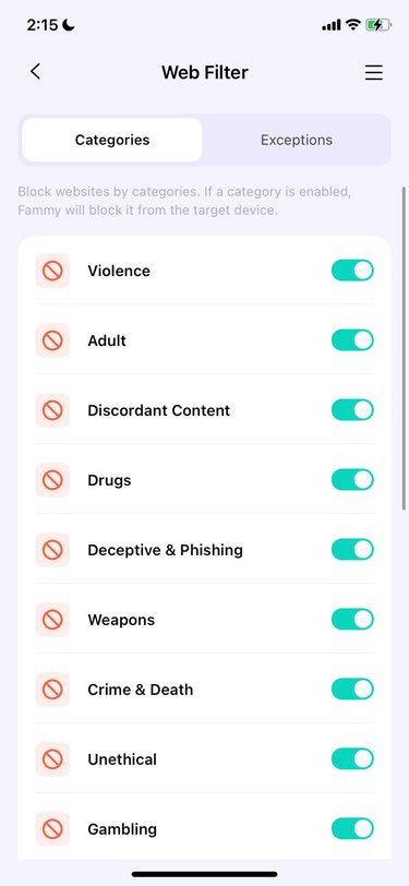 famisafe web filtering