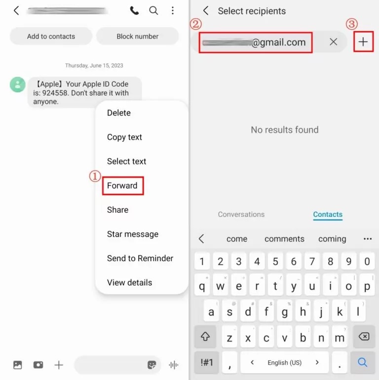 forwarding text messages to email for android users