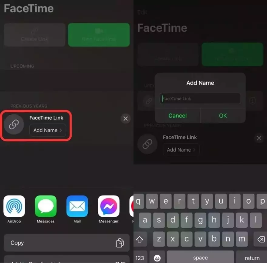 generate facetime link