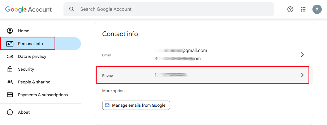 google phone number info