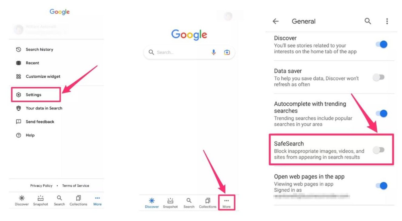 Google safesearch settings