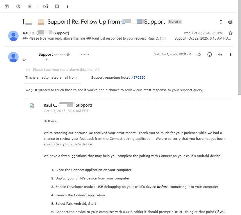 how AirDroid test customer support