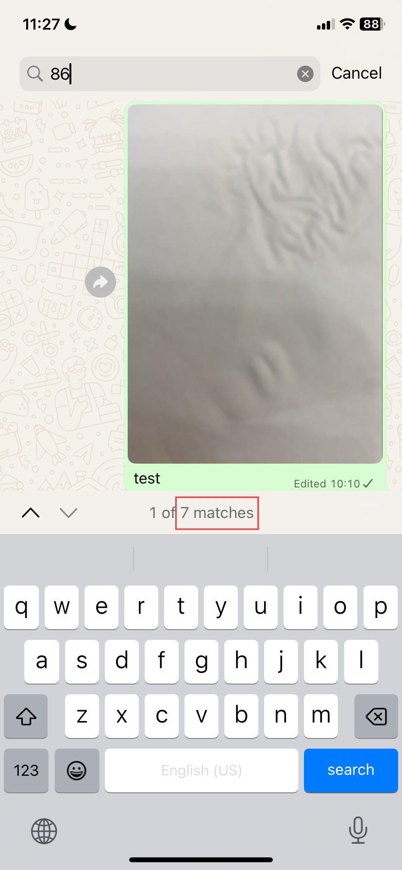 how many messages in WhatsApp chat by searching for code