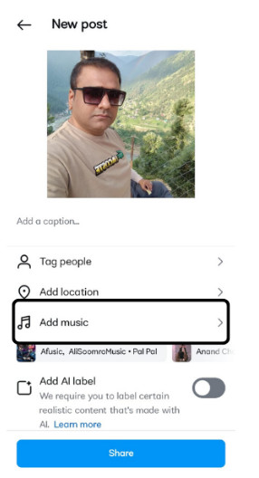 how to add music to instagram post