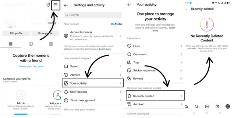 how to find deleted instagram post