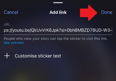 how to share youtube video on ig story