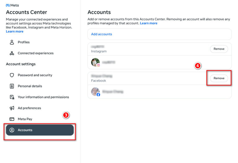how to unlink your facebook from instagram