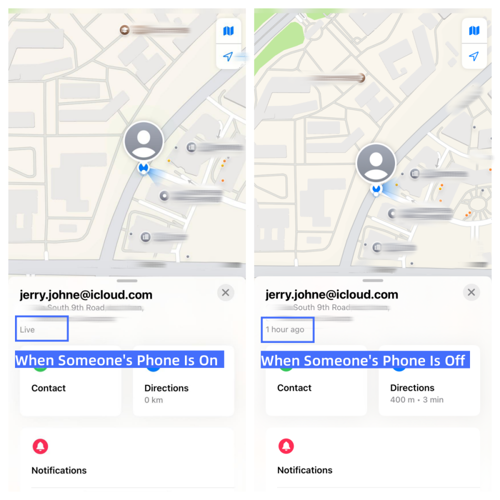 if someone phone is off via location