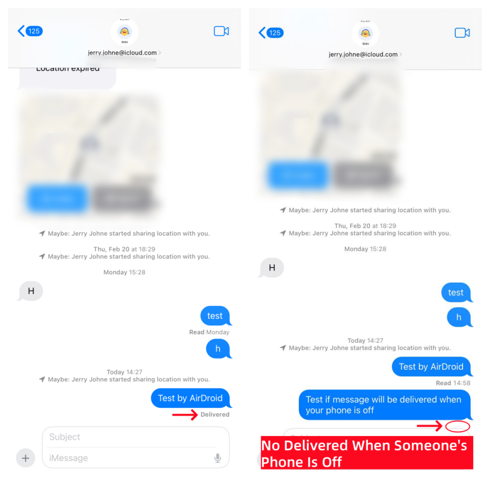 if someone phone is off via message