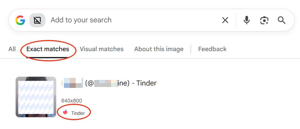 search dating profile with image