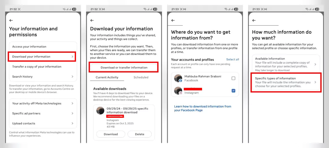 download Ins related data from linked accounts 2