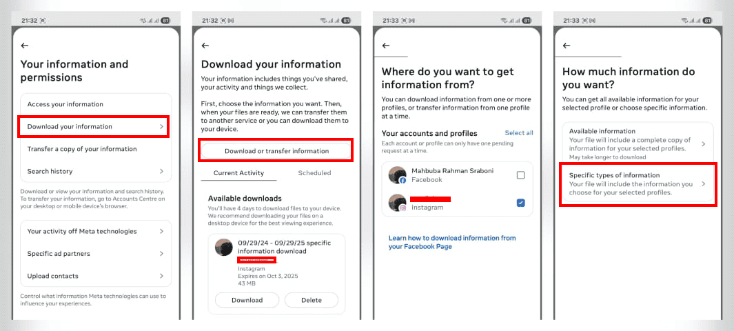download Ins related data from linked accounts 2