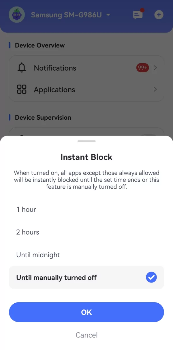 set up instant block