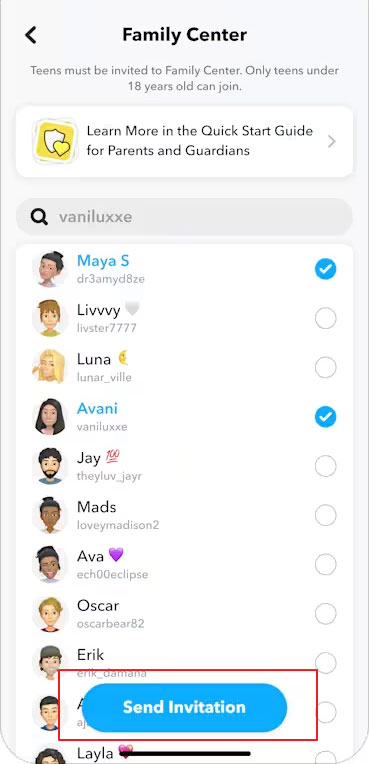 invite your child to join Family Center