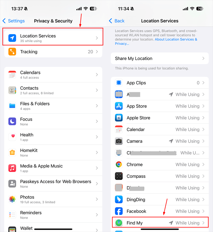 Turn on iOS location service