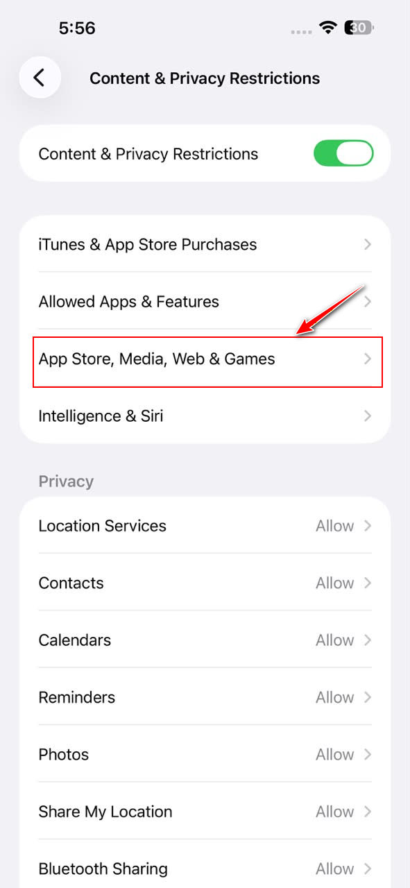 ios screen time setting