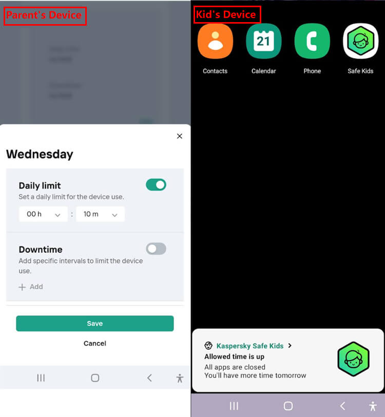 kaspersky screen time limits
