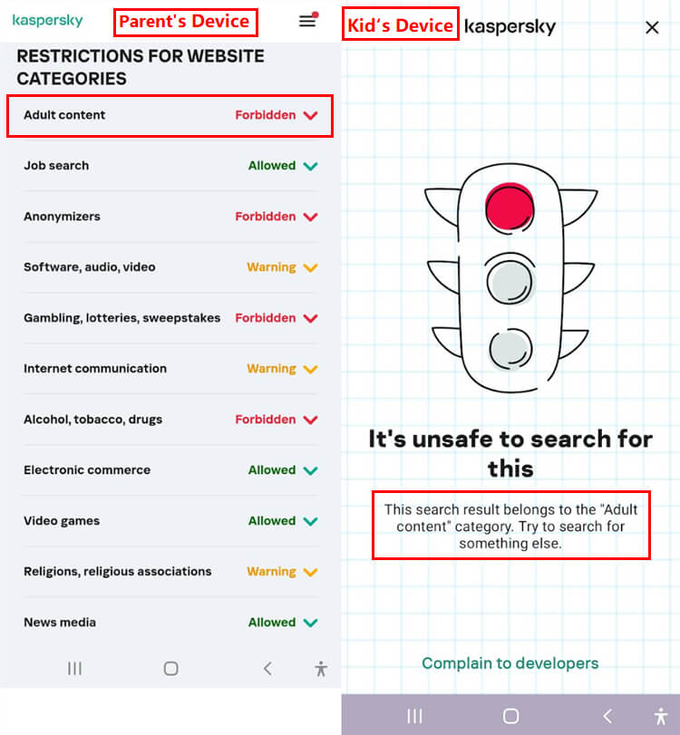 kaspersky webs fliter