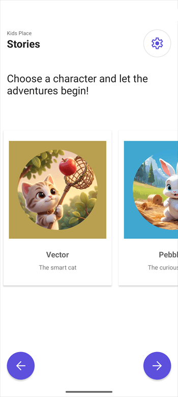 Story feature displayed in the tested Kids Place version