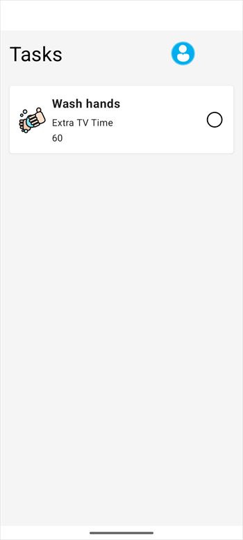 Tasks feature displayed in the tested Kids Place version