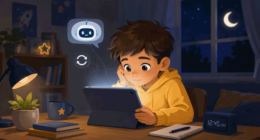 kids use AI at late night