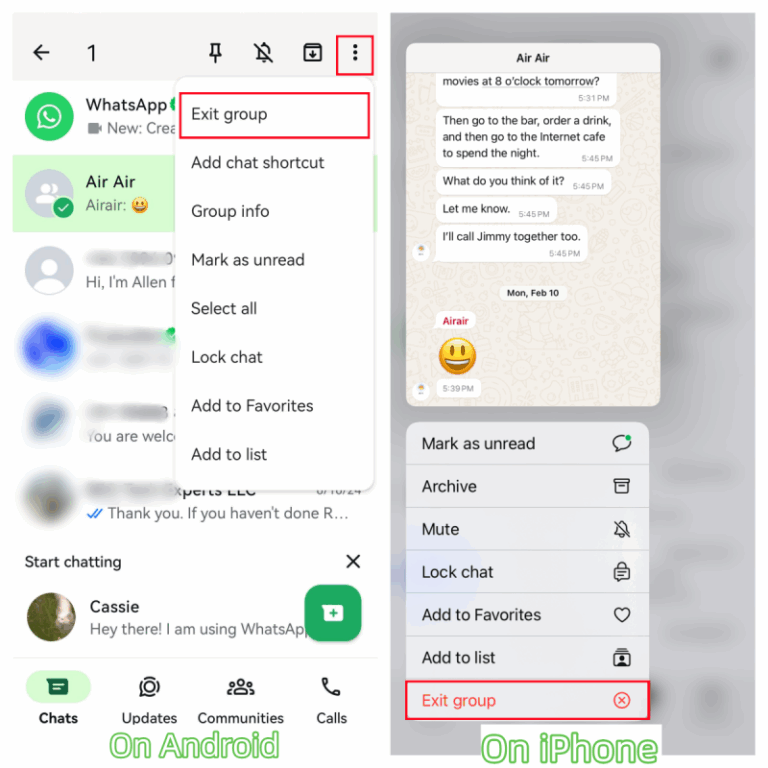 leave WhatsApp group without notification