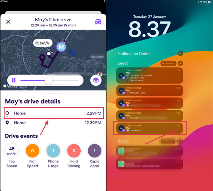 life360 1 min delay notication
