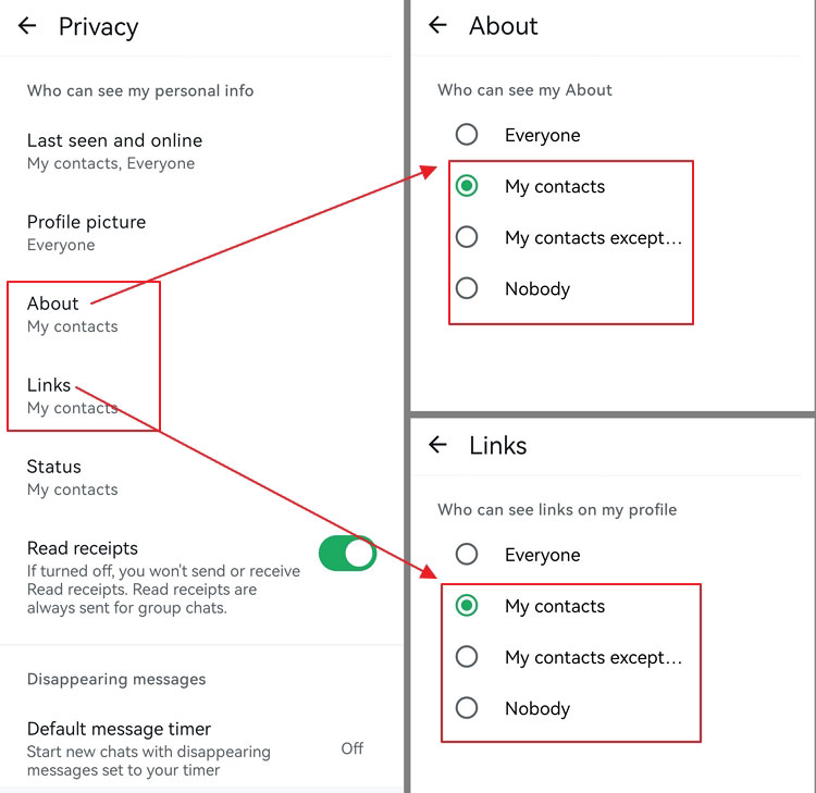limits exposure of personal details on WhatsApp