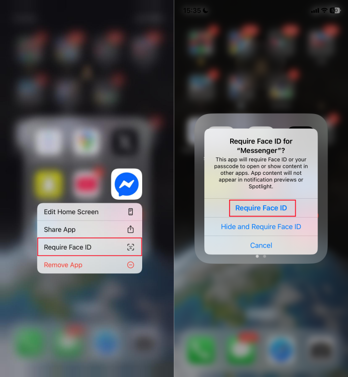 lock Messenger on iPhone with Face ID
