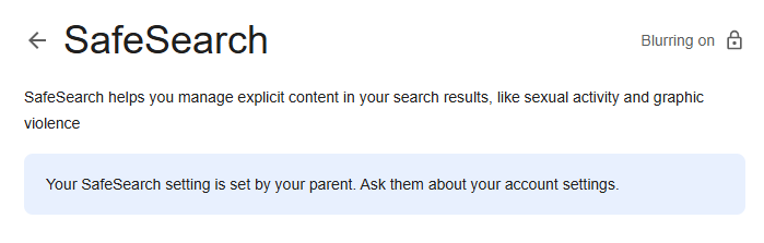locked SafeSearch settings