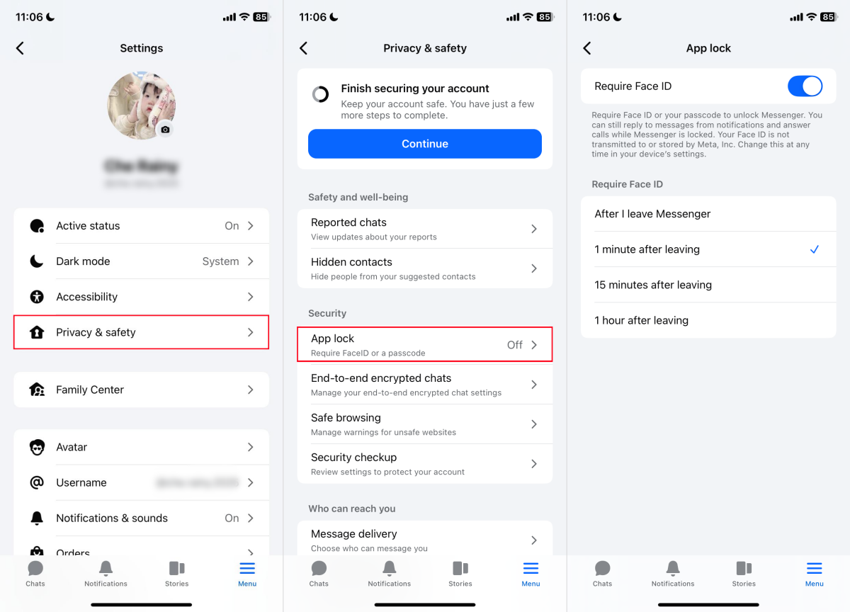 messenger app lock feature