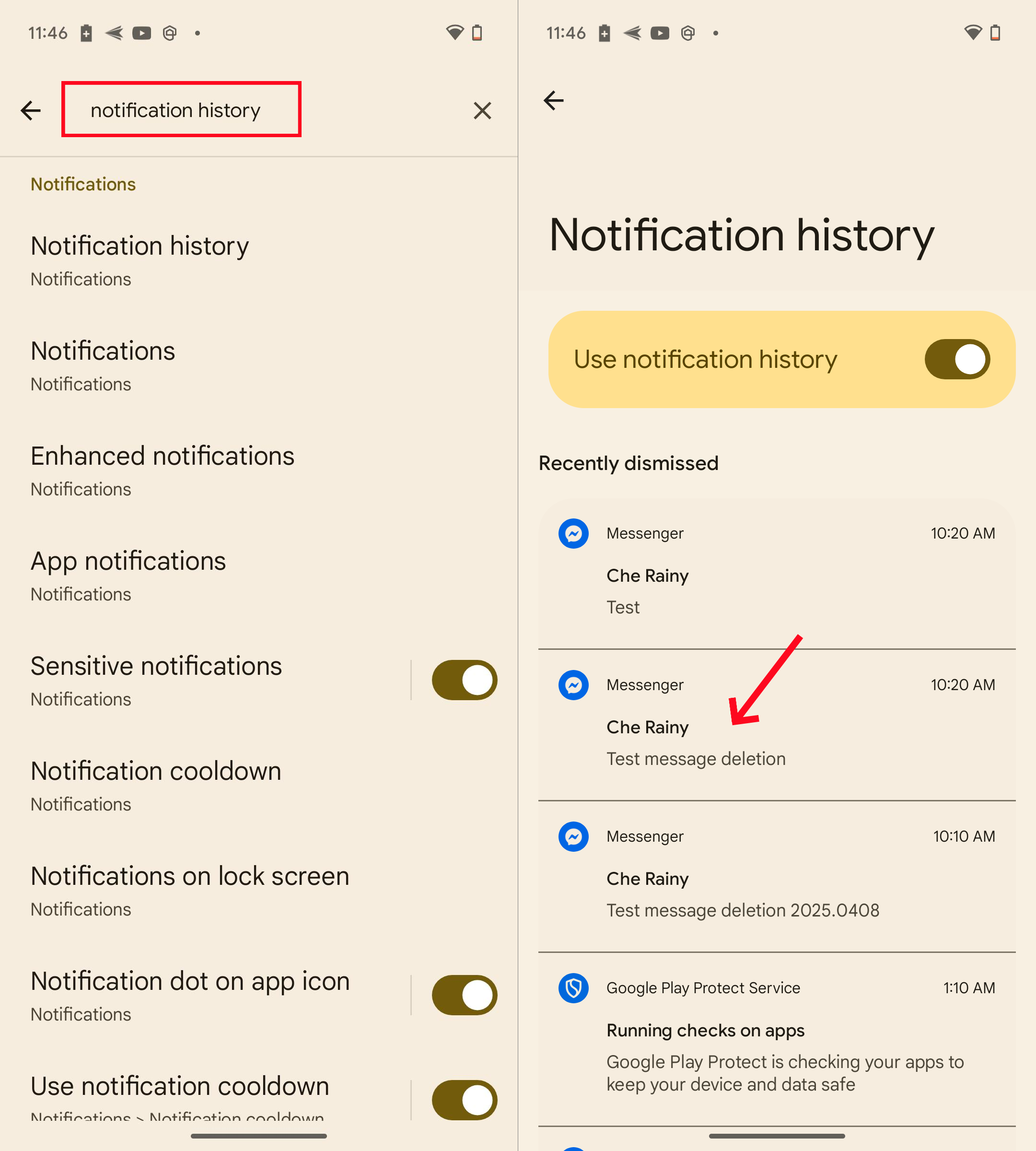 see deleted messages on Messenger via notification history