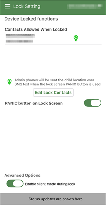 MMGuardian emergency button on the child device lock screen