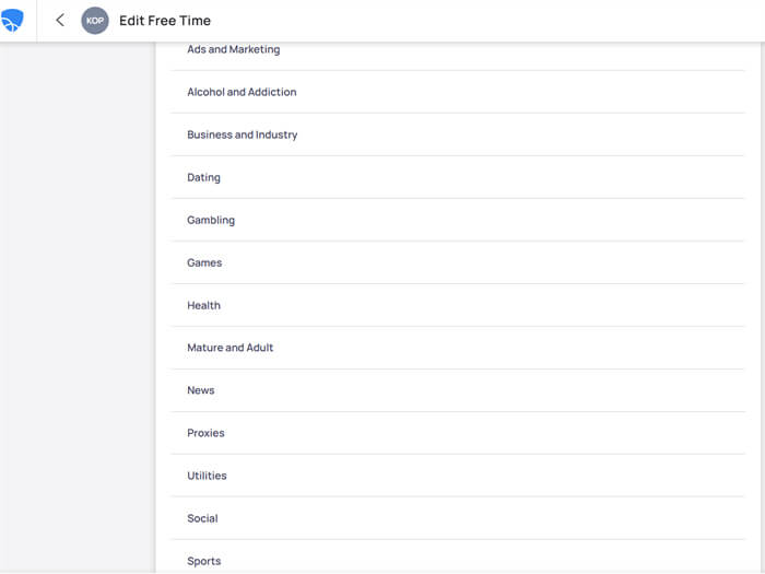 Mobicip web filtering interface