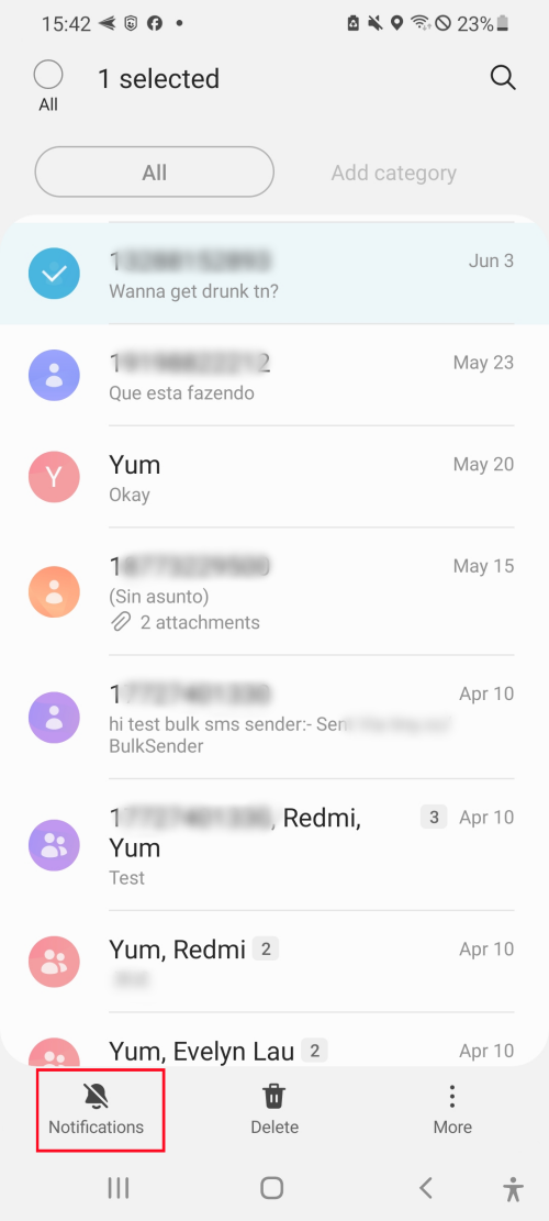 mute specific chat on Android