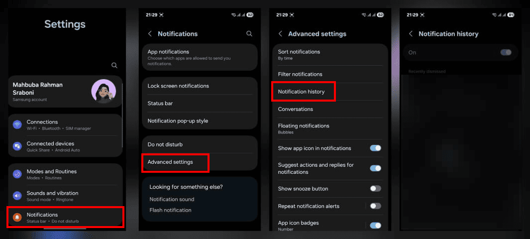 check Android device notification