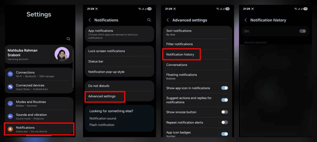 check Android device notification