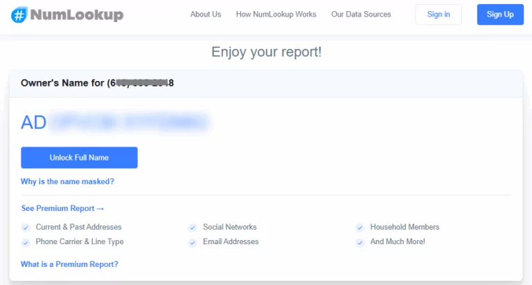 NumLookup Social Media Finder