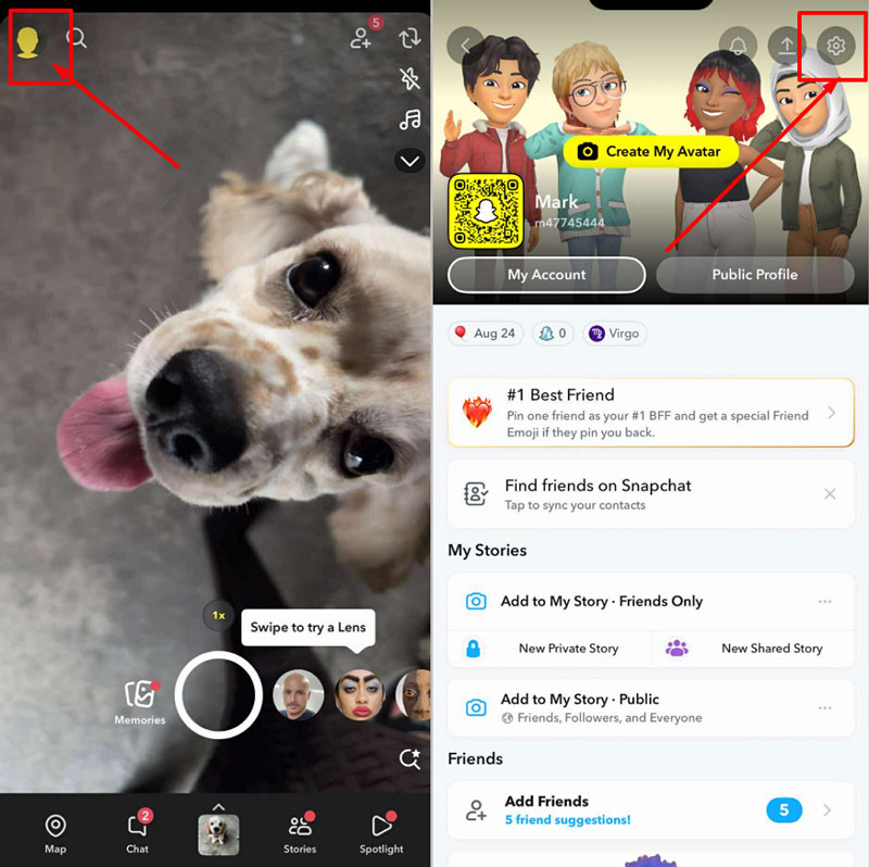 open Snapchat settings