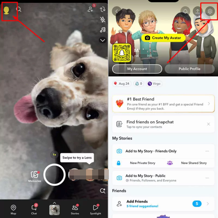 Snapchat ayarlarını aç
