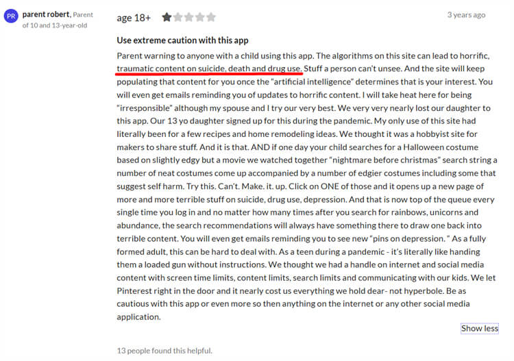 Pinterest inappropriate content recommendations