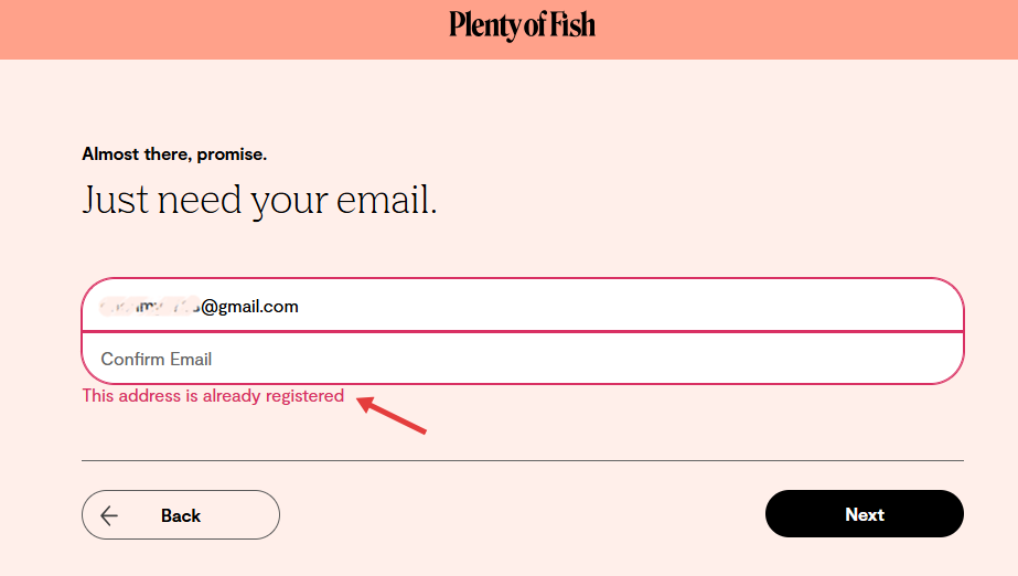 this email is alredy used in dating site