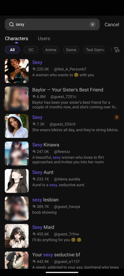 PolyBuzz inappropriate characters