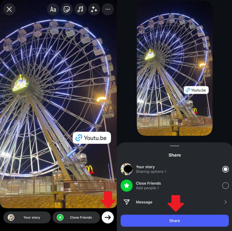 post youtube video on instagram story
